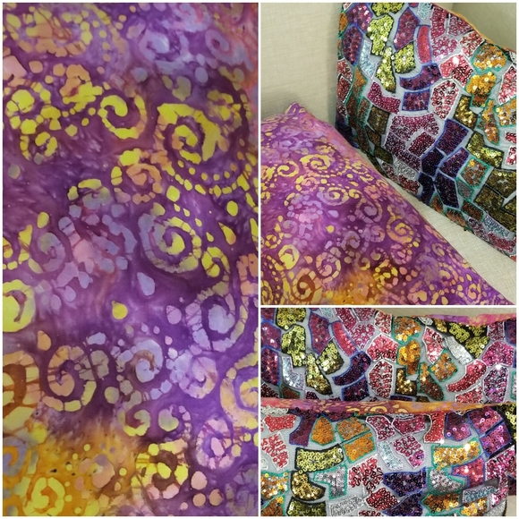 Bold Sequin-Batik Accent Pillow cases - Picture 2 of 2